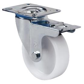 RUEDA GIRATORIA ARO NYLON Ø150 PLÁSTICO CON/SIN FRENO FRENO CON FRENO