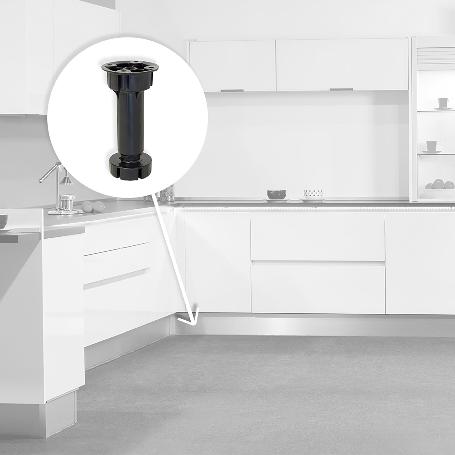 EMUCA LOTE DE 10 KITS DE PIES NIVELADORES PARA MUEBLE BONE, CON BASE PREMONTADA, ALTURA 100MM, REGULABLE 98-115MM, 