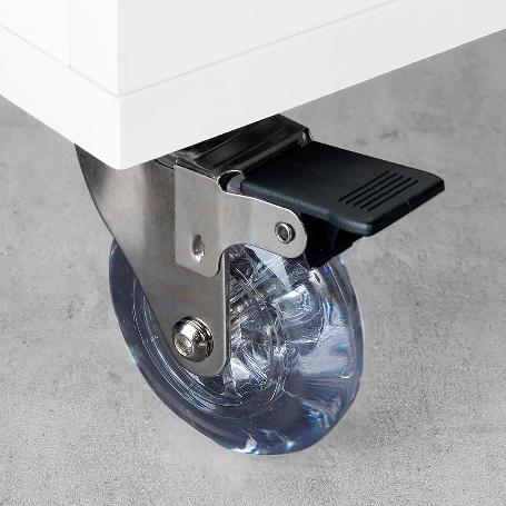 EMUCA LOTE DE 4 RUEDAS SLIP TRANSPARENTES CON PLACA DE MONTAJE, DIÁMETRO 75MM, ACERO Y PLÁSTICO