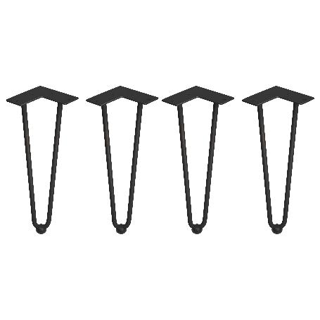 EMUCA LOTE DE 4 PATAS HAIRPIN DE 2 VARILLAS PARA MESA, ALTURA 400MM, ACERO, PINTADO NEGRO