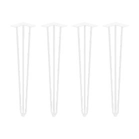 EMUCA LOTE DE 4 PATAS HAIRPIN DE 3 VARILLAS PARA MESA, ALTURA 710MM, ACERO, PINTADO BLANCO