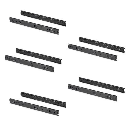 EMUCA LOTE DE 5 JUEGOS DE GUÍAS PARA CAJONES, DE BOLAS, ALTURA 45MM, PROFUNDIDAD 600MM, EXTRACCIÓN TOTAL, NEGRO