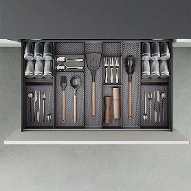 EMUCA ORGANIZADOR ORDERBOX PARA CAJÓN, 100X470MM, ACERO Y MADERA, GRIS ANTRACITA