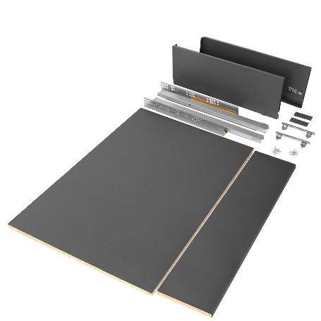 EMUCA KIT DE CAJÓN PARA COCINA O BAÑO VERTEX DE ALTURA 178MM CON REGULACIÓN 3D, TABLEROS INCLUIDOS, MÓDULO 900MM, G