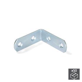 EMUCA LOTE DE 50 ESCUADRAS DE UNIÓN PARA MUEBLES, 42X42MM, 4 AGUJEROS, ACERO, CINCADO