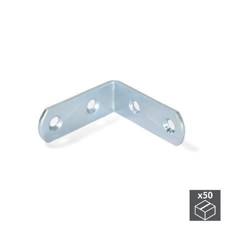 EMUCA LOTE DE 50 ESCUADRAS DE UNIÓN PARA MUEBLES, 42X42MM, 4 AGUJEROS, ACERO, CINCADO