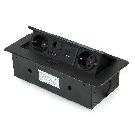 EMUCA MULTICONECTOR ATOM 26, 225X111MM, 2 ENCHUFES TIPO SCHUKO, 1 USB TIPO A, 1USB TIPO C, 1 RJ45, 1 HDMI, ZAMAK-AC