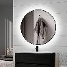 EMUCA ESPEJO DE BAÑO ZEUS CON ILUMINACIÓN LED DECORATIVA Y MARCO NEGRO, DIÁMETRO 80CM, AC 230V 50HZ, 12W, ALUMINIO 