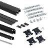 EMUCA KIT DE HERRAJES PARA ARMARIO DE 2 PUERTAS CORREDERAS Y CIERRE SUAVE PLACARD 74, MODELO TIRADOR SHARP, ESPESOR