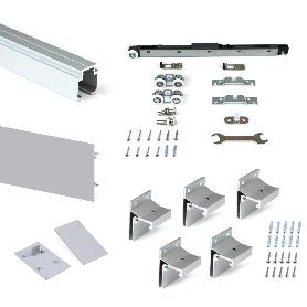 EMUCA KIT DE SISTEMA CORREDERO RAILWAY PARA PUERTAS CORREDERAS COLGADAS DE MADERA CON CIERRE SUAVE, 80KG, ALUMINIO,