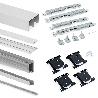 EMUCA KIT DE HERRAJES PARA ARMARIO DE 2 PUERTAS CORREDERAS Y CIERRE SUAVE PLACARD 81, PERFIL SHARP, ESPESOR 16MM, T