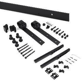 EMUCA KIT DE HERRAJES PARA UNA PUERTA CORREDERA COLGADA DE MADERA BARN, CON CIERRE SUAVE, TABLEROS NO INCLUIDOS, AC