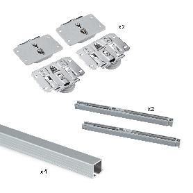 EMUCA KIT DE HERRAJES PARA ARMARIO 2 PUERTAS CORREDERAS Y CIERRE SUAVE FLOW CON CARRILES ENCASTRADOS 2.35M, TABLERO