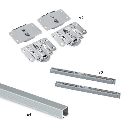 EMUCA KIT DE HERRAJES PARA ARMARIO 2 PUERTAS CORREDERAS Y CIERRE SUAVE FLOW CON CARRILES ENCASTRADOS 2.35M, TABLERO