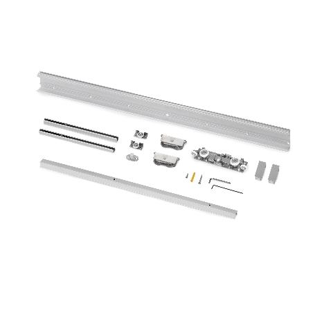EMUCA KIT DE HERRAJES PARA UNA PUERTA CORREDERA COLGADA DE MADERA WALL CON CIERRE SUAVE, ACERO Y ALUMINIO Y PLÁSTIC