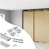EMUCA KIT DE HERRAJES PARA ARMARIO 2 PUERTAS CORREDERAS Y CIERRE SUAVE FLOW CON CARRILES DE SUPERFICIE 2.35M, TABLE
