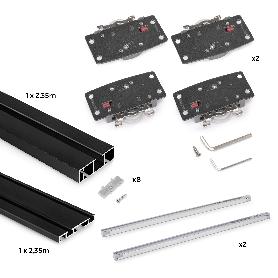 EMUCA SISTEMA FLOW 2 DE SUPERFICIE EN FORMATO KIT PARA UN ARMARIO DE 2 PUERTAS CORREDERAS DE MADERA APOYADAS CON CI