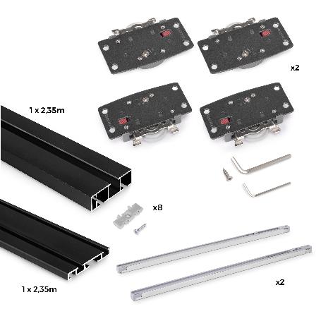 EMUCA SISTEMA FLOW 2 DE SUPERFICIE EN FORMATO KIT PARA UN ARMARIO DE 2 PUERTAS CORREDERAS DE MADERA APOYADAS CON CI