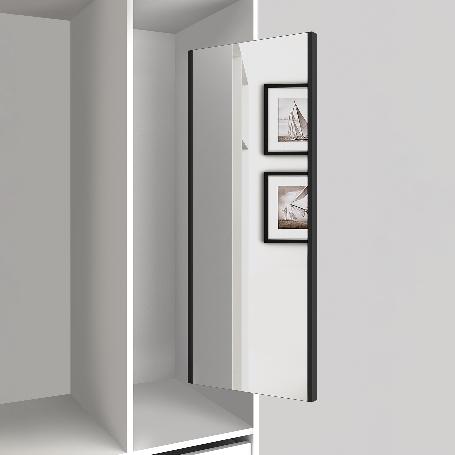 EMUCA ESPEJO EXTRAÍBLE PARA INTERIOR DE ARMARIO, ACERO Y PLÁSTICO Y CRISTAL, PINTADO NEGRO TEXTURIZADO