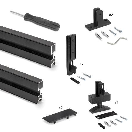 EMUCA LOTE DE 2 ESTRUCTURAS ZERO CON HERRAJES Y PERFILES PARA MONTAJE AL SUELO Y A PARED CON NIVELADOR RECTANGULAR,