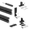 EMUCA LOTE DE 2 ESTRUCTURAS ZERO CON HERRAJES Y PERFILES PARA MONTAJE AL SUELO Y A PARED CON NIVELADOR RECTANGULAR,