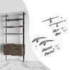 EMUCA KIT DE SOPORTES PARA 3 ESTANTES DE MADERA Y 1 MÓDULO PARA LA ESTRUCTURA ZERO, ZAMAK, PINTADO COLOR GRIS PIEDR