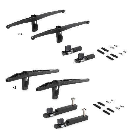 EMUCA KIT DE SOPORTES PARA 3 ESTANTES DE MADERA Y 1 MÓDULO PARA LA ESTRUCTURA ZERO, ZAMAK, PINTADO NEGRO TEXTURIZAD