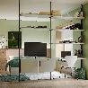 EMUCA KIT DE SOPORTES PARA 3 ESTANTES DE MADERA Y 1 MÓDULO PARA LA ESTRUCTURA ZERO, ZAMAK, PINTADO NEGRO TEXTURIZAD