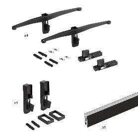 EMUCA KIT DE SOPORTES PARA 4 ESTANTES DE MADERA Y 1 BARRA DE COLGAR DE LONGITUD 1M ZERO, ALUMINIO Y ZAMAK Y PLÁSTIC