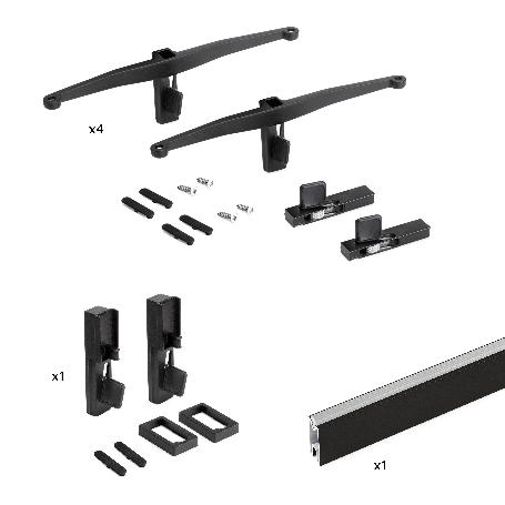 EMUCA KIT DE SOPORTES PARA 4 ESTANTES DE MADERA Y 1 BARRA DE COLGAR DE LONGITUD 1M ZERO, ALUMINIO Y ZAMAK Y PLÁSTIC