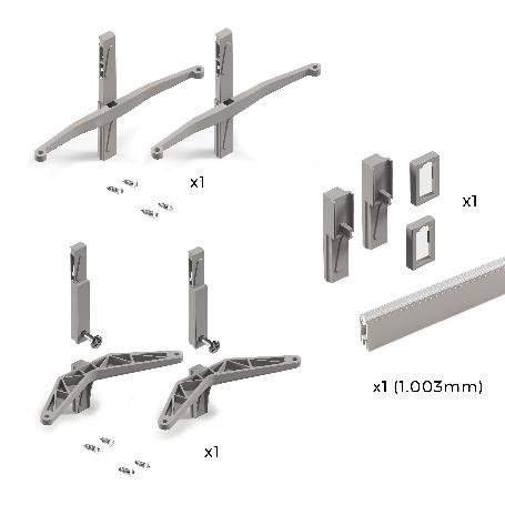 EMUCA KIT DE SOPORTES PARA 1 ESTANTE DE MADERA, 1 MÓDULO Y 1 BARRA DE COLGAR DE LONGITUD 1M ZERO, ZAMAK, PINTADO CO