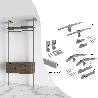 EMUCA KIT DE SOPORTES PARA 1 ESTANTE DE MADERA, 1 MÓDULO Y 1 BARRA DE COLGAR DE LONGITUD 1M ZERO, ZAMAK, PINTADO CO