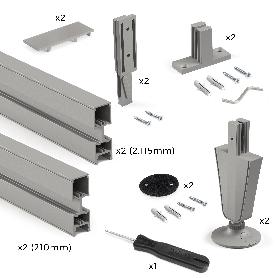 EMUCA LOTE DE 2 ESTRUCTURAS ZERO CON HERRAJES Y PERFILES PARA MONTAJE AL SUELO Y A PARED CON NIVELADOR CIRCULAR, AL