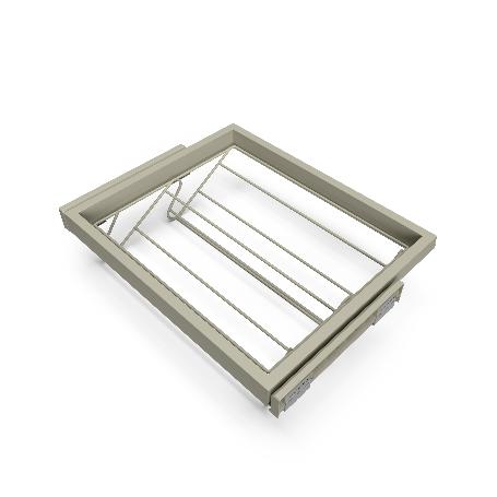 EMUCA KIT DE ZAPATERO METÁLICO Y BASTIDOR DE GUÍAS CON CIERRE SUAVE PARA ARMARIO, REGULABLE, MÓDULO 600MM, GRIS PIE