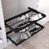EMUCA KIT DE ZAPATERO METÁLICO Y BASTIDOR DE GUÍAS CIERRE SUAVE PARA ARMARIO, REGULABLE, MÓDULO 600MM, NEGRO TEXTUR