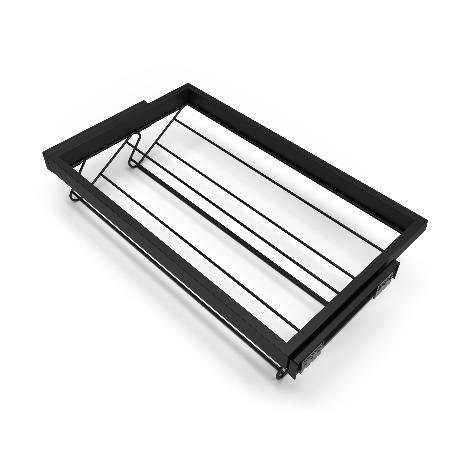 EMUCA KIT DE ZAPATERO METÁLICO Y BASTIDOR CON GUÍAS CIERRE SUAVE PARA ARMARIO, REGULABLE, MÓDULO 800MM, NEGRO TEXTU