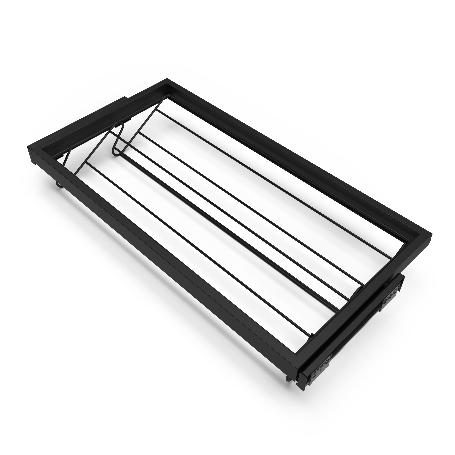 EMUCA KIT DE ZAPATERO METÁLICO Y BASTIDOR CON GUÍAS CIERRE SUAVE PARA ARMARIO, REGULABLE, MÓDULO 900MM, NEGRO TEXTU