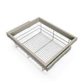 EMUCA KIT DE CESTA DE ALAMBRE Y BASTIDOR DE GUÍAS CON CIERRE SUAVE PARA ARMARIO, REGULABLE, MÓDULO 600MM, GRIS PIED