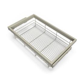 EMUCA KIT DE CESTA DE ALAMBRE Y BASTIDOR DE GUÍAS CON CIERRE SUAVE PARA ARMARIO, REGULABLE, MÓDULO 800MM, GRIS PIED