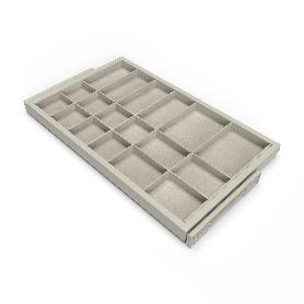 EMUCA KIT DE CAJÓN ORGANIZADOR CON BASTIDOR DE GUÍAS CON CIERRE SUAVE PARA ARMARIOS, REGULABLE, MÓDULO 800MM, GRIS 