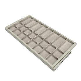 EMUCA KIT DE CAJÓN ORGANIZADOR CON BASTIDOR DE GUÍAS CON CIERRE SUAVE PARA ARMARIOS, REGULABLE, MÓDULO 900MM, GRIS 