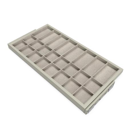 EMUCA KIT DE CAJÓN ORGANIZADOR CON BASTIDOR DE GUÍAS CON CIERRE SUAVE PARA ARMARIOS, REGULABLE, MÓDULO 900MM, GRIS 