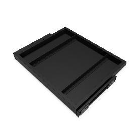 EMUCA KIT DE BANDEJA Y BASTIDOR DE GUÍAS CON CIERRE SUAVE PARA ARMARIOS, REGULABLE, MÓDULO 600MM, NEGRO TEXTURIZADO