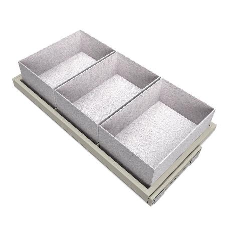 EMUCA KIT DE BANDEJA, 3 CESTOS ORGANIZADORES Y BASTIDOR DE GUÍAS CON CIERRE SUAVE PARA ARMARIOS, REGULABLE, MÓDULO 