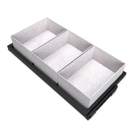 EMUCA KIT DE BANDEJA, 3 CESTOS ORGANIZADORES Y BASTIDOR DE GUÍAS CON CIERRE SUAVE PARA ARMARIOS, REGULABLE, MÓDULO 