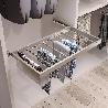 EMUCA KIT DE 7 VARILLAS PANTALONERO, 2 BANDEJAS Y BASTIDOR DE GUÍAS CON CIERRE SUAVE PARA ARMARIOS, REGULABLE, MÓDU