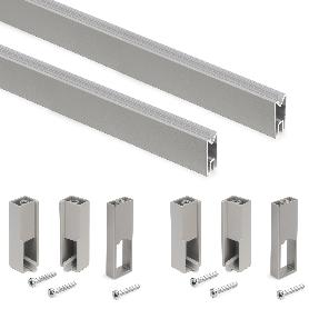 EMUCA LOTE DE 2 BARRAS PARA ARMARIO LUXE DE LONGITUD 1.15M CON SOPORTES, ALUMINIO Y PLÁSTICO, PINTADO COLOR GRIS PI