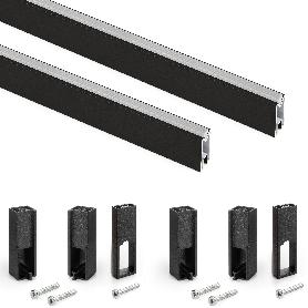 EMUCA LOTE DE 2 BARRAS PARA ARMARIO LUXE DE LONGITUD 1.15M CON SOPORTES, ALUMINIO Y PLÁSTICO, PINTADO NEGRO TEXTURI