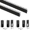 EMUCA LOTE DE 2 BARRAS PARA ARMARIO LUXE DE LONGITUD 1.15M CON SOPORTES, ALUMINIO Y PLÁSTICO, PINTADO NEGRO TEXTURI