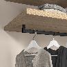 EMUCA LOTE DE 2 BARRAS PARA ARMARIO LUXE DE LONGITUD 1.15M CON SOPORTES, ALUMINIO Y PLÁSTICO, PINTADO NEGRO TEXTURI